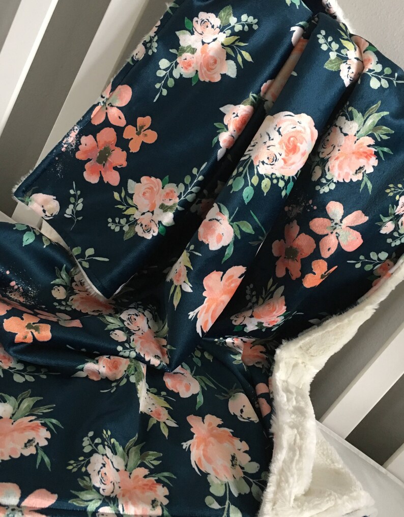 Elephant Baby Blanket Navy Gray Crib Quilt Chevron Kids