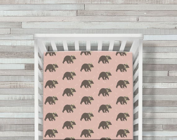 Crib Sheet Crib Bedding Girl Bear Crib Sheet Mauve Bedding Etsy