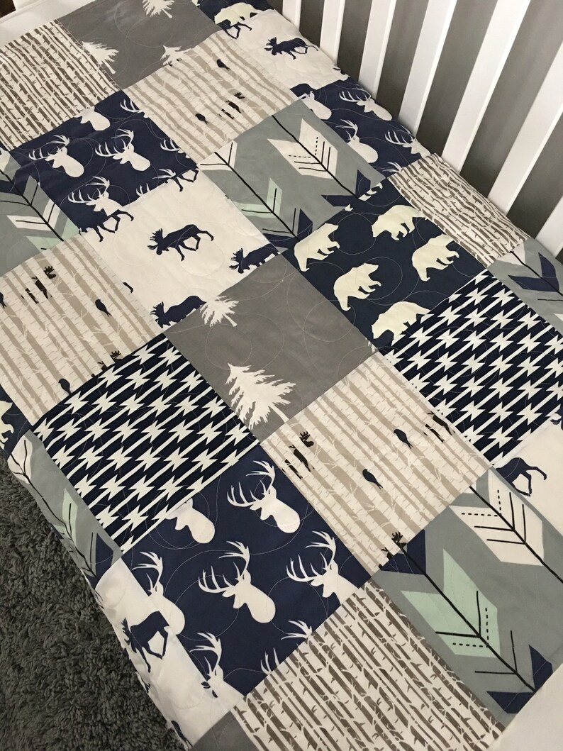 Baby Boy Quilt Navy Blue Crib Bedding Boy Crib Bedding Etsy