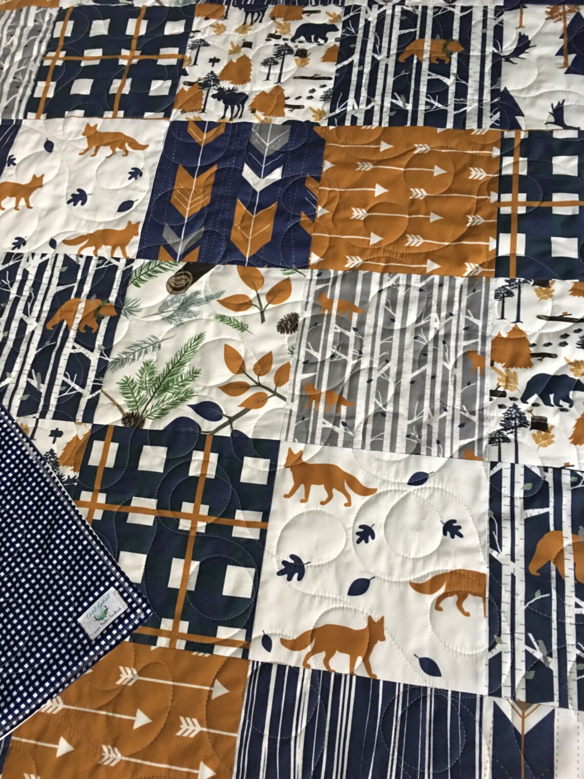 Fox Quilt Boy Fox Crib Bedding Fox Nursery Boy Moose Baby Etsy