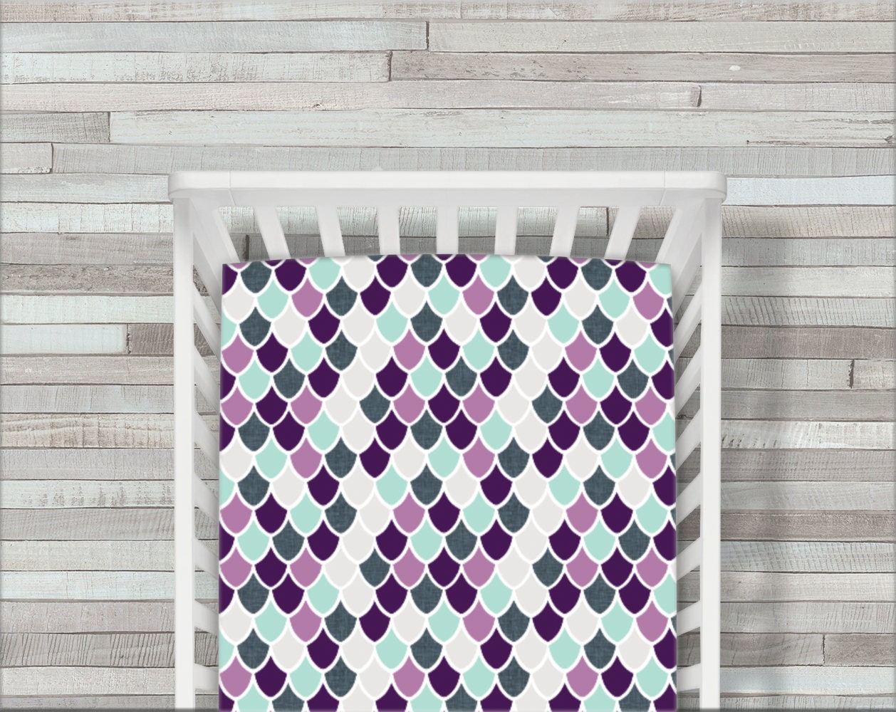 Crib Sheet Crib Bedding Purple Aqua Crib Sheet Mermaid Crib Etsy
