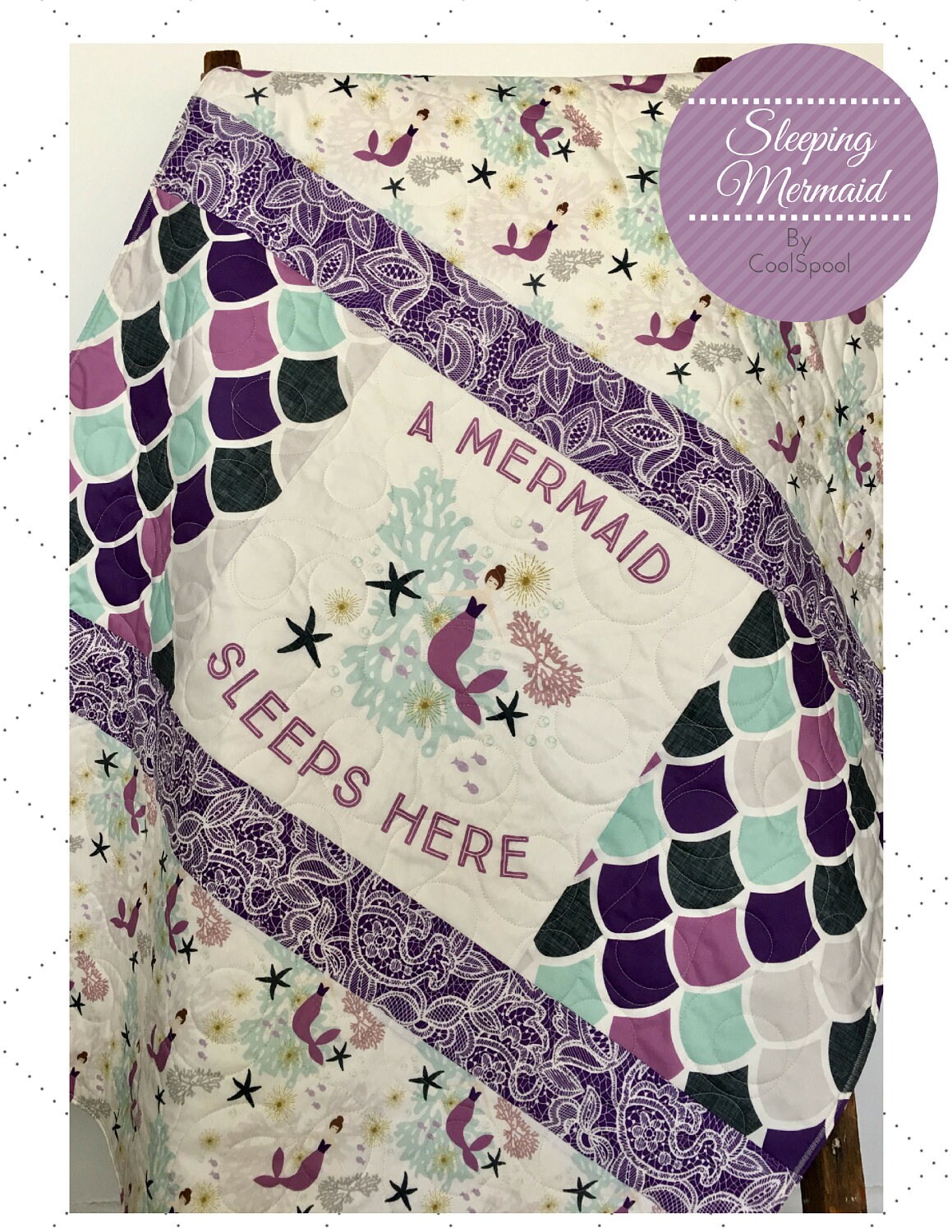 Mermaid Baby Quilt Purple Aqua Baby Bedding Mermaid Crib Etsy