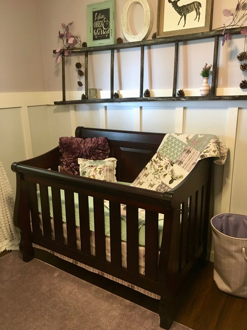 Purple Woodland Baby Quilt Lavender Girl Crib Bedding Etsy