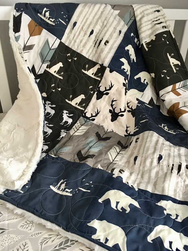 Baby Boy Quilt Baby Quilt Boy Woodland Boy Quilt Hunting Etsy