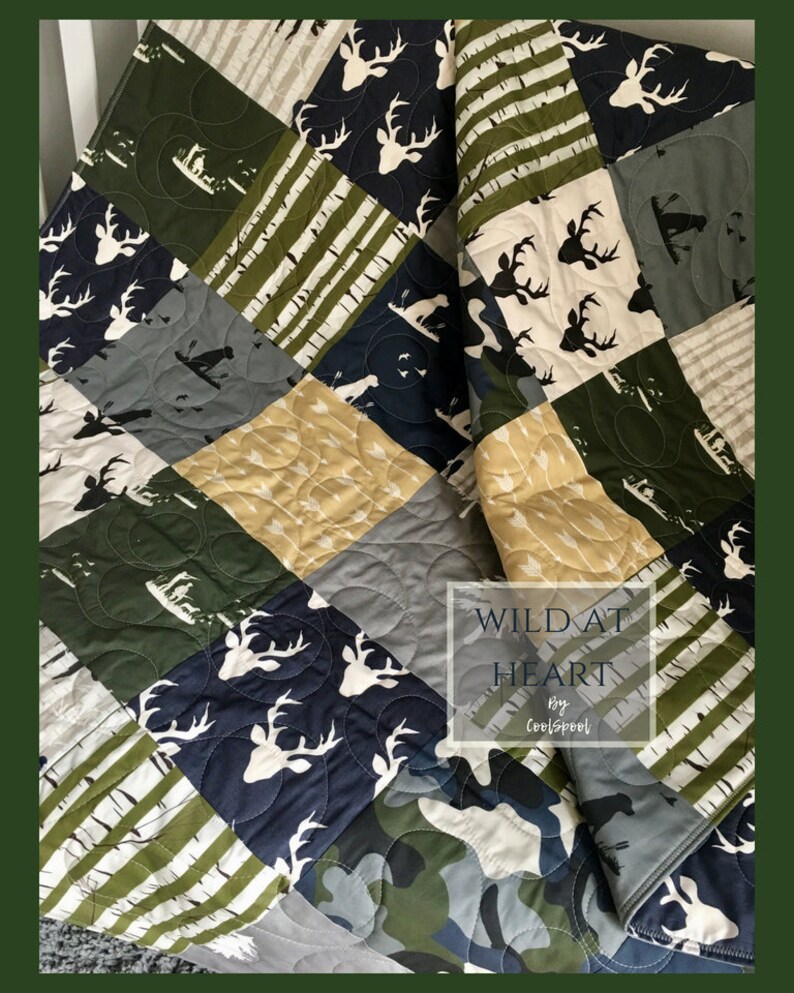 Dog Baby Quilt Hunting Crib Bedding Camo Woodland Nursery Blanket Throw Wild At Heart