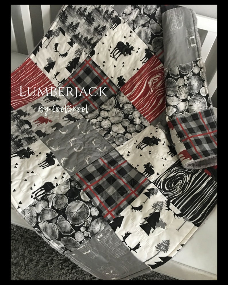 Red Black Plaid Baby Quilt Lumberjack Baby Bedding Woodland Etsy