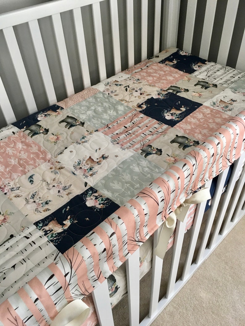 Fawn Crib Bedding Deer Quilt Girl Crib Bedding Girl Fawn Etsy
