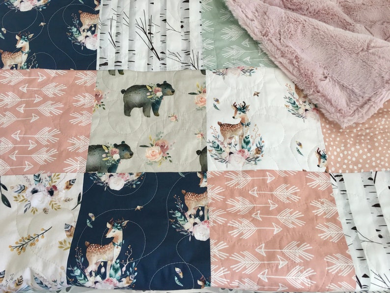 Fawn Crib Bedding Deer Quilt Girl Crib Bedding Girl Fawn Etsy