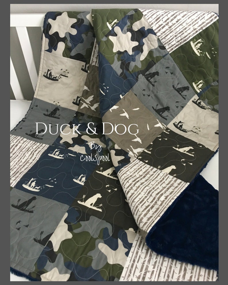 Dog Baby Quilt Duck Bedding Hunting Crib Ducks Green Boy Blanket Throw
