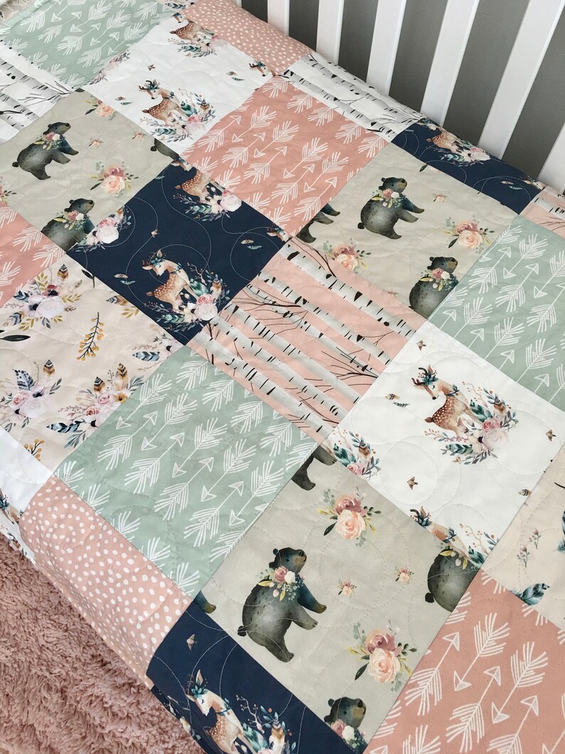 Fawn Crib Bedding Deer Quilt Girl Crib Bedding Girl Fawn Etsy