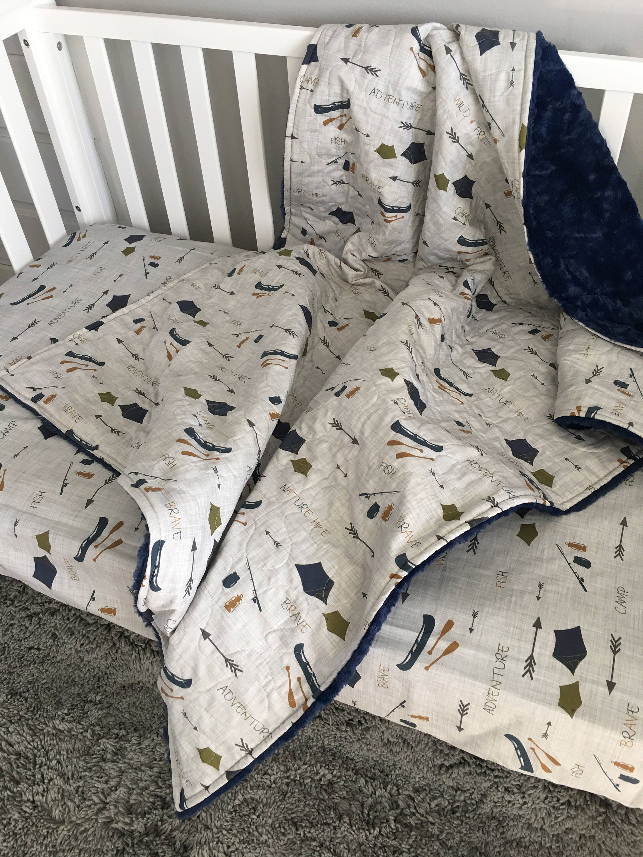 Camping Baby Bedding Baby Quilt Boy Adventure Baby Bedding Etsy