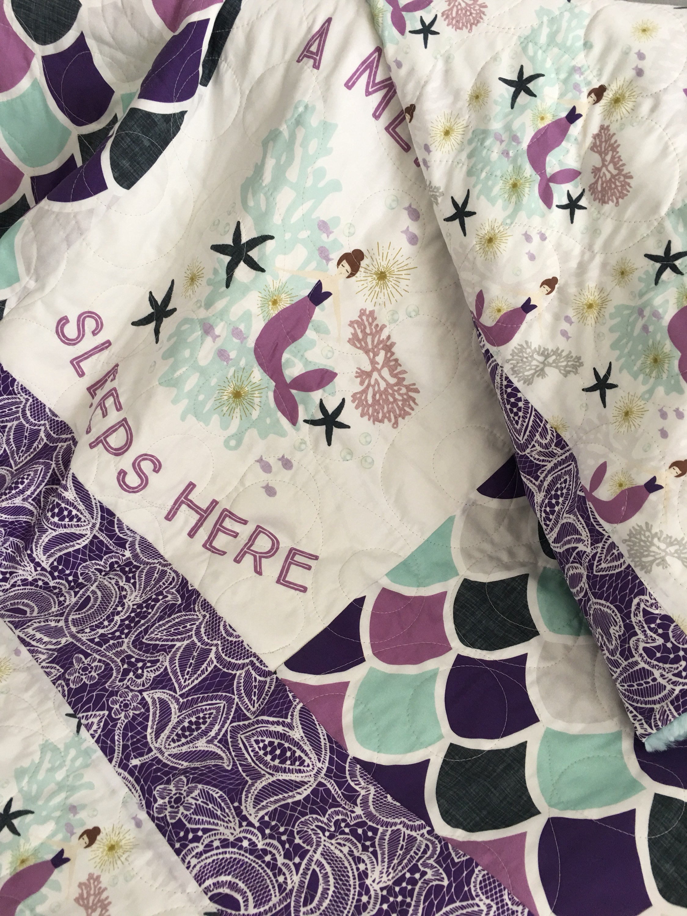 Mermaid Baby Quilt Purple Aqua Baby Bedding Mermaid Crib Etsy