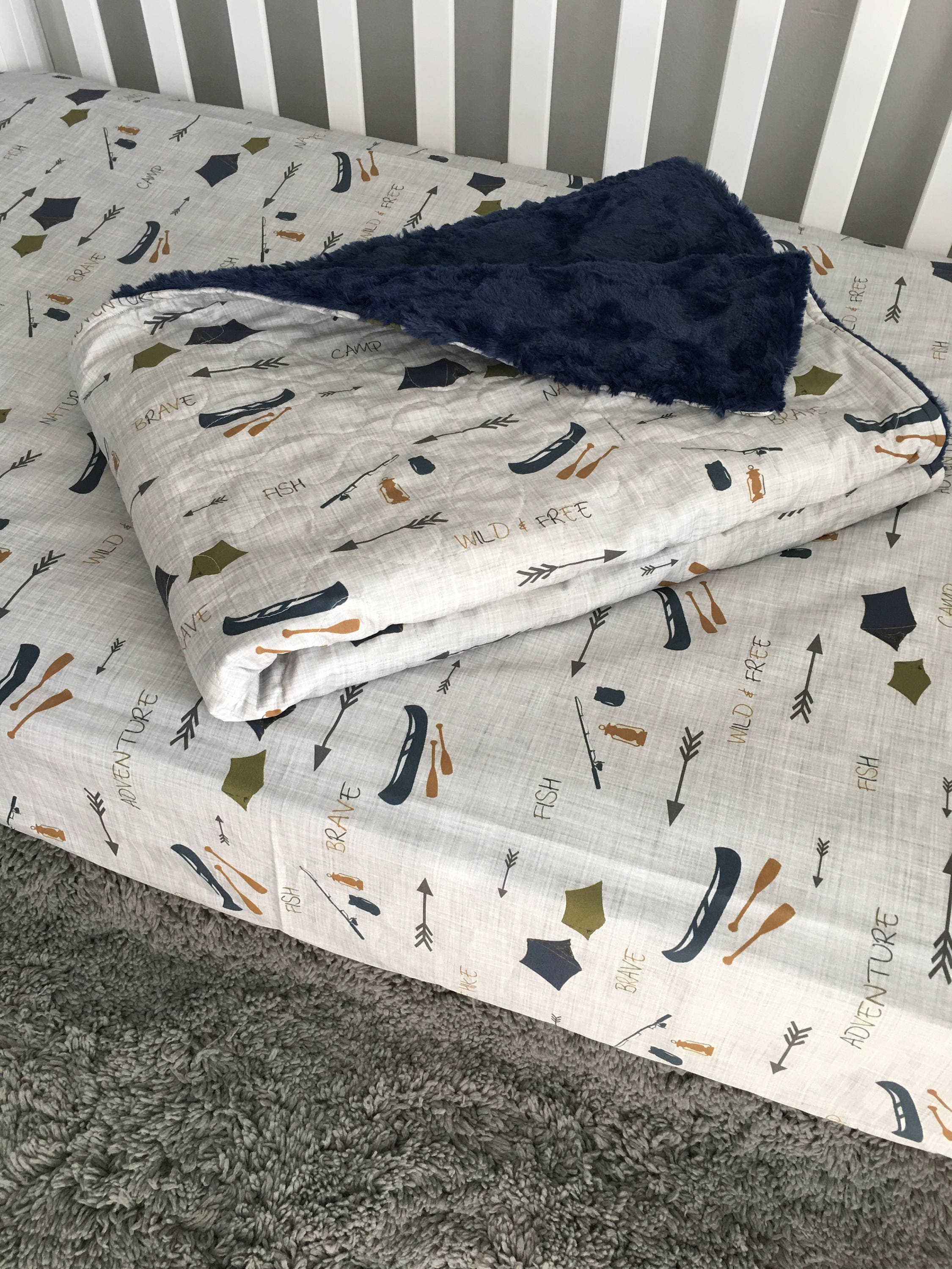 Camping Baby Bedding Baby Quilt Boy Adventure Baby Bedding Etsy