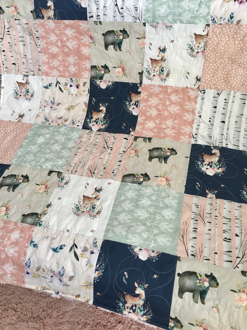 Fawn Crib Bedding Deer Quilt Girl Crib Bedding Girl Fawn Etsy