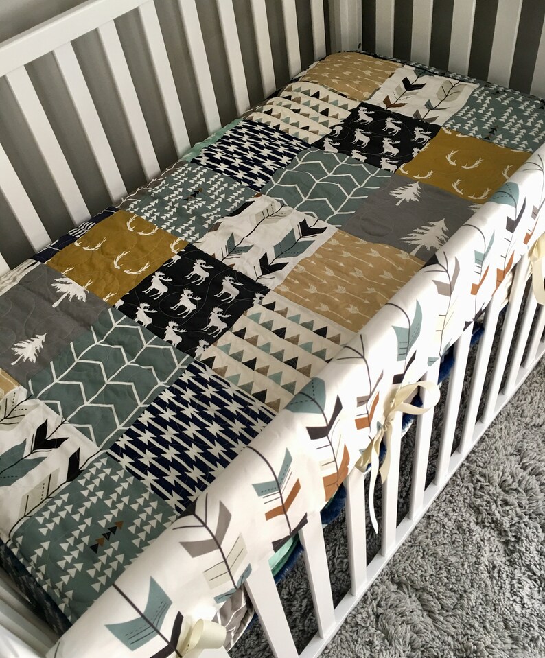 Woodland Baby Quilt Crib Bedding Boy Woodland Crib Quilt Etsy