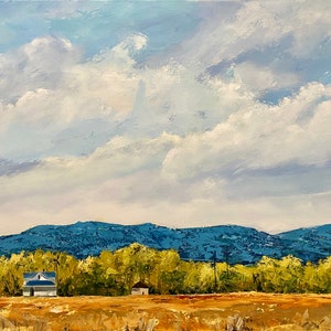 Pintura original de una granja de la pradera: arte paisajístico de las montañas de Colorado (50,8 x 76,2 cm) de James Bohling