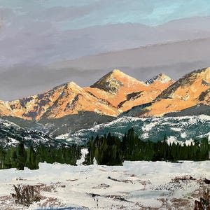 Mountain Sunset Painting: "Summit Light" Landscape Art (24x36) by James Bohling