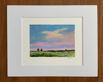 Paisaje rural: arte de atardecer enmarañado, nubes rosadas