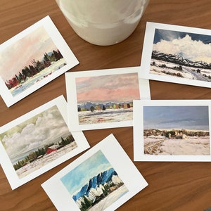 Kunst Grußkarte, Winter Landschaft, Kunst Grußkarten, 6er Set, Grußkarten Set, Gastgeschenk, Lehrer Geschenk, Muttertagsgeschenk