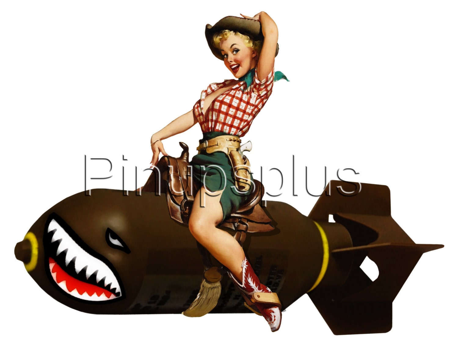 Cowgirl Pinup Girl riding Bomb Nose Art Waterslide Decal works Etsy