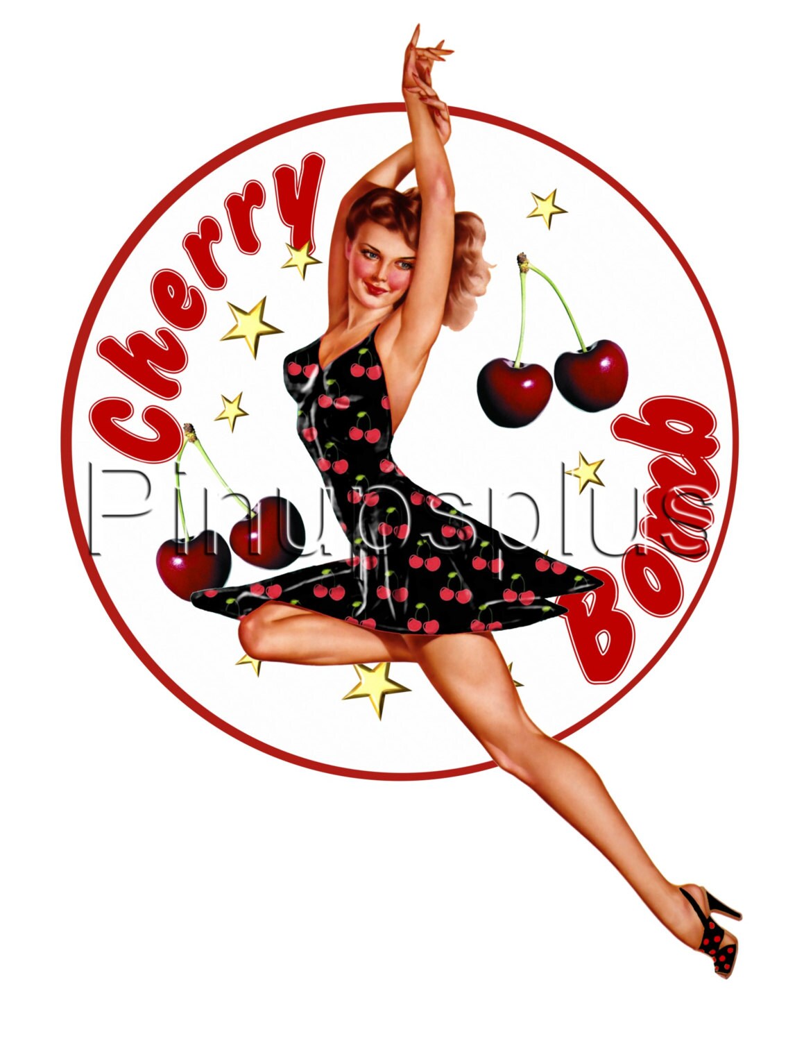 Sexy Cherry Bomb Kitchy Rockabilly Pinup Girl Nose Bomber Art Etsy