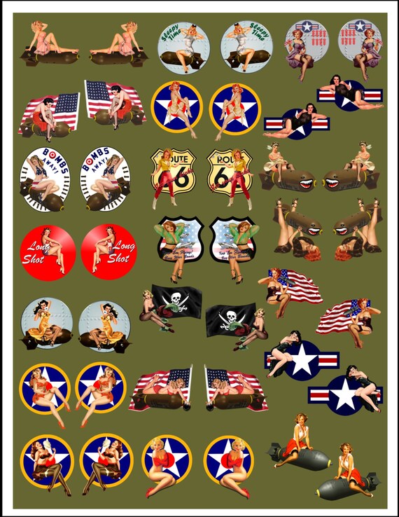 WWII Pinup Model Building Nose Art decal 1 32 to 1 35 Scale