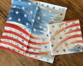 RED, WHITE, and BLUE cocktail napkins for decoupage