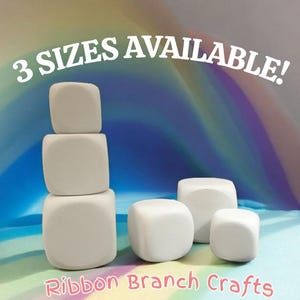3 SIZES AVAILABLE white foam dice / dense cuttable craft foam / rounded square for crafting