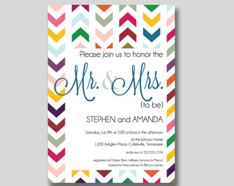 Chevron Mr. & Mrs. Couples Wedding Shower Invitation - Custom DIY Printable