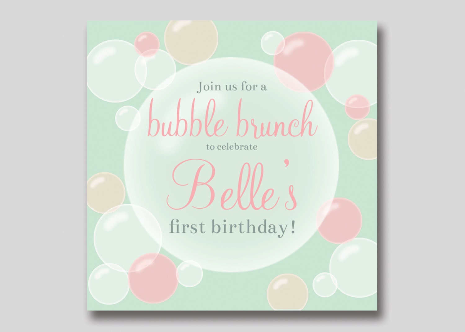 Bubble Birthday Double Sided Invitation Custom DIY Printable | Etsy