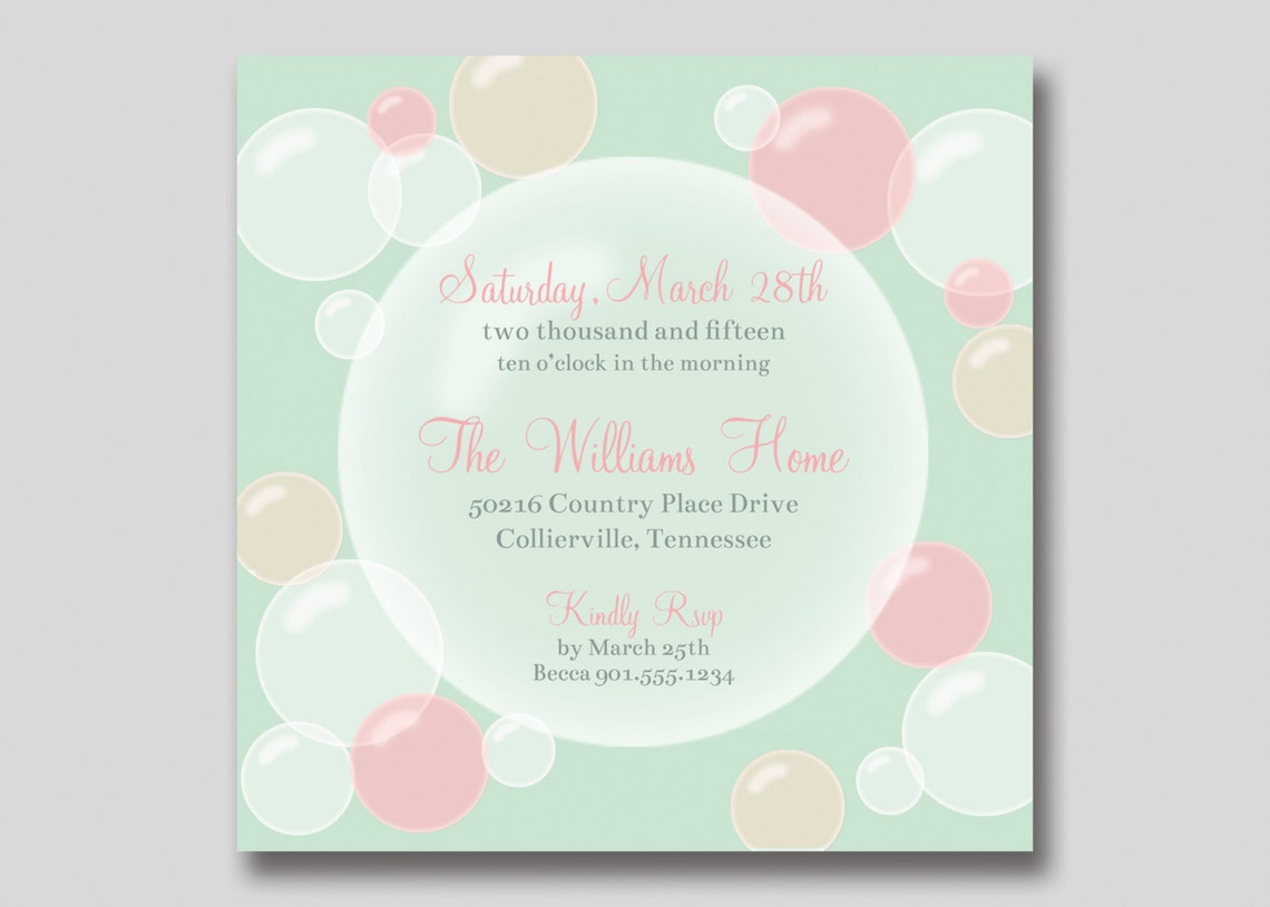 Bubble Birthday Double Sided Invitation Custom DIY Printable | Etsy