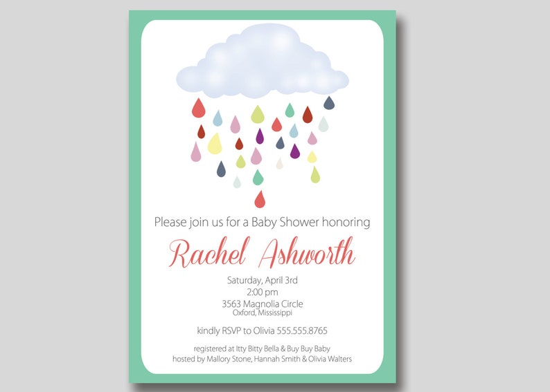 Raindrops Baby Shower Invitation Custom DIY Printable Etsy