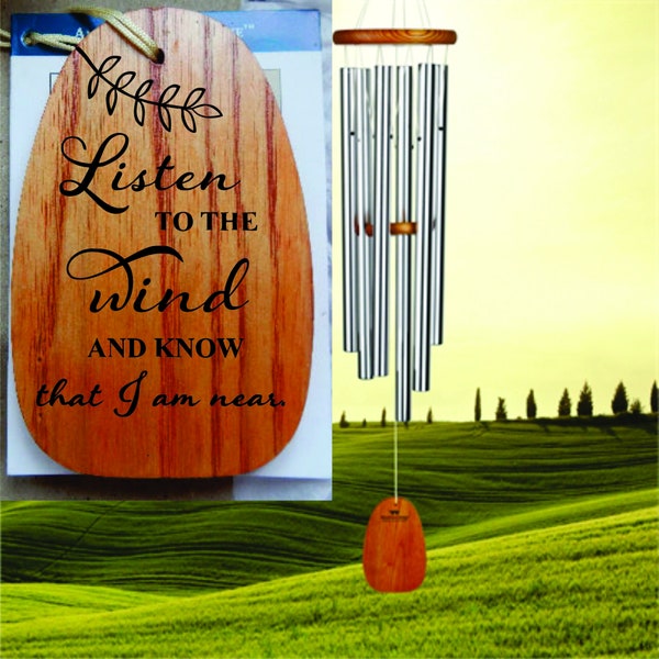 Listen to the Wind, Personalized Chimes, Custom Engraved, Bereavement Gift, Grief, Mourning, Large Wind Chimes, Big Chimes, Sympathy, Loss