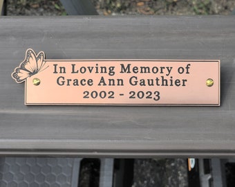 Outdoor Plaque for Garden Bench, Donor Recognition Sign for Memorial, Bench Marker Label, Commemorative Legacy Tag, Remembrance Tribute Tag