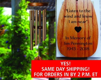 Personalized Memorial Tribute Wind Chime, Bronze Windchime, Bereavement Gift, In Memory of, Remembrance Gift, Personalized Sympathy Gift