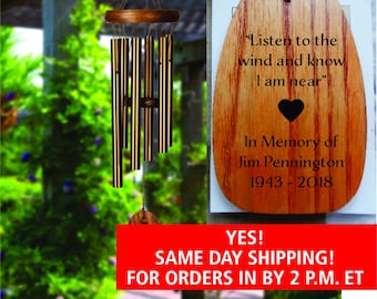 Personalized Memorial Tribute Wind Chime, Bronze Windchime, Bereavement Gift, In Memory of, Remembrance Gift, Personalized Sympathy Gift