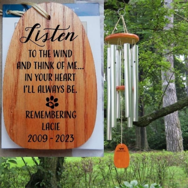 Listen to the Wind Dog Memorial Chime, Personalized Pet Wind Chime, Sympathy Wind Chime Gift | In Memory of Wind Chime, Dog Bereavement Gift