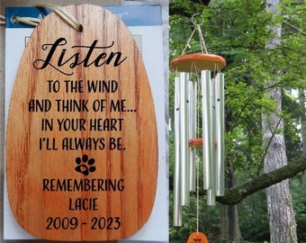 Listen to the Wind Dog Memorial Chime, Personalized Pet Wind Chime, Sympathy Wind Chime Gift | In Memory of Wind Chime, Dog Bereavement Gift