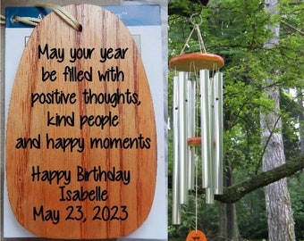 Birthday Wind Chimes Personalized, Birthday Gift for Her, Birthday Gift Ideas for Woman, Happy Birthday Windchimes for Gardener, for Friend