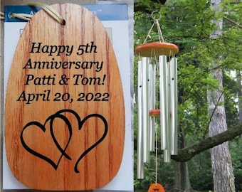 Personalized Anniversary Wind Chimes, Gift Ideas for Anniversary, 50th Anniversary Gift, 5th Anniversary Wood Gift Ideas, Anniversary Party