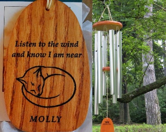 Cat Memorial Wind Chimes, Cat Sympathy Gift for Loss of Kitty, Loss of Cat Condolence Gift, Cat Keepsake Gift, Cat Loss Remembrance Gift