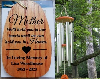 Mother In Heaven Wind Chime, Sympathy Windchime for Loss of Mom, Personalized Memorial Chimes, Woodstock Amazing Grace, Loss of Mother Gift
