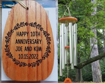 Anniversary Wind Chimes Gift For Couple, For Wife, For Him, For Her, For Parents, 50th Anniversary Gift Idea, 20th 30th 40th, 5th, Wood Gift