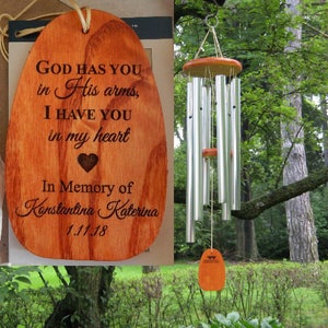 Personalized Wind Chime, God Has You in His Arms, Memorial Chime, Sympathy Windchime, Custom Chime, God Gift, Memorial Gift, Sympathy Gift