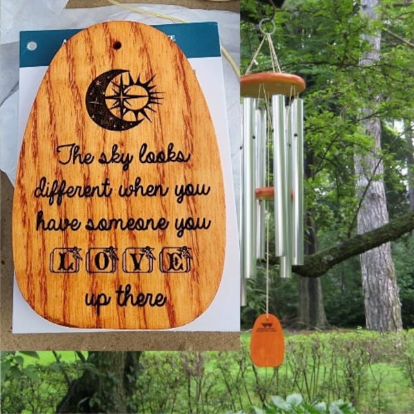 Loss of Mother, Father, Parent Sympathy Gift, Memorial Condolence Gift, Personalized Wind Chimes, Sun Moon Stars Christmas or Holiday Gift