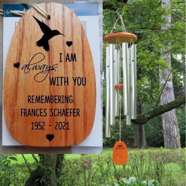 Personalized Memorial Tribute Wind Chime, SILVER Windchime, Bereavement Gift, In Memory of, Remembrance Gift, Personalized Sympathy Gift