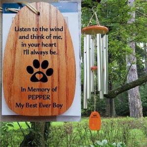 Loss of Dog Memorial Wind Chime, Listen To The Wind, Pet Memorial, Pet Loss, Paw Prints Dog Memorial, Personalized Windchime For Loss of Dog