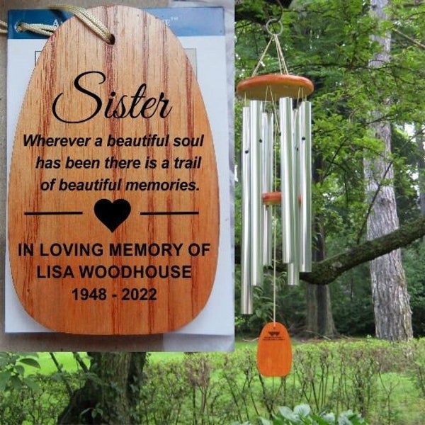 Loss of Sister Memorial Gift, Personalized Wind Chimes, Sister Condolence Gift, Sister Funeral Gift, Bereavement Gift, Sister Memory Gift