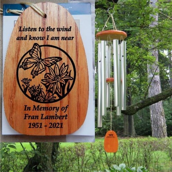 Butterfly Sympathy Gift Loss of Mother Memorial Gift Loss of Daughter, Bereavement Gift, Personalized Windchimes, Engraved Funeral Gift Idea