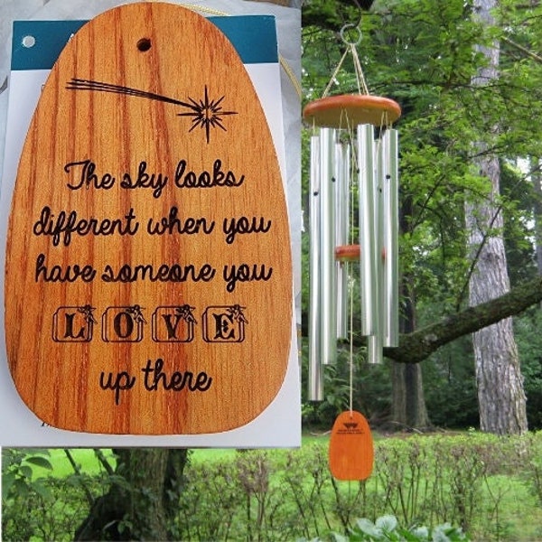 Sympathy Gift for Loss of Mother, Father, Sister Memorial Condolence Gift, Personalized Engraved Wind Chimes, Shooting Star, Memorial Gift